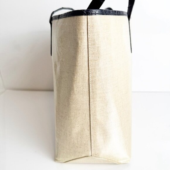 Nancy Gonzalez Medium Erica Linen & Crocodile Trim Tote - Picture 6 of 11